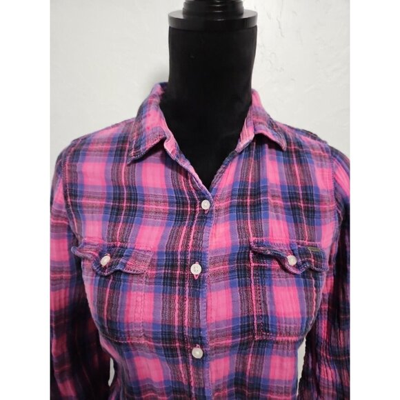 VTG Womens Victorias Secret PINK plaid Button Up Shirt Y2k Cabin Barbiecore - Picture 2 of 14